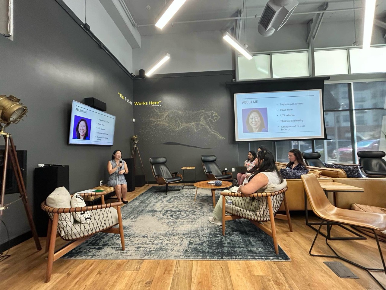 Sandra Park in group discussion at conference